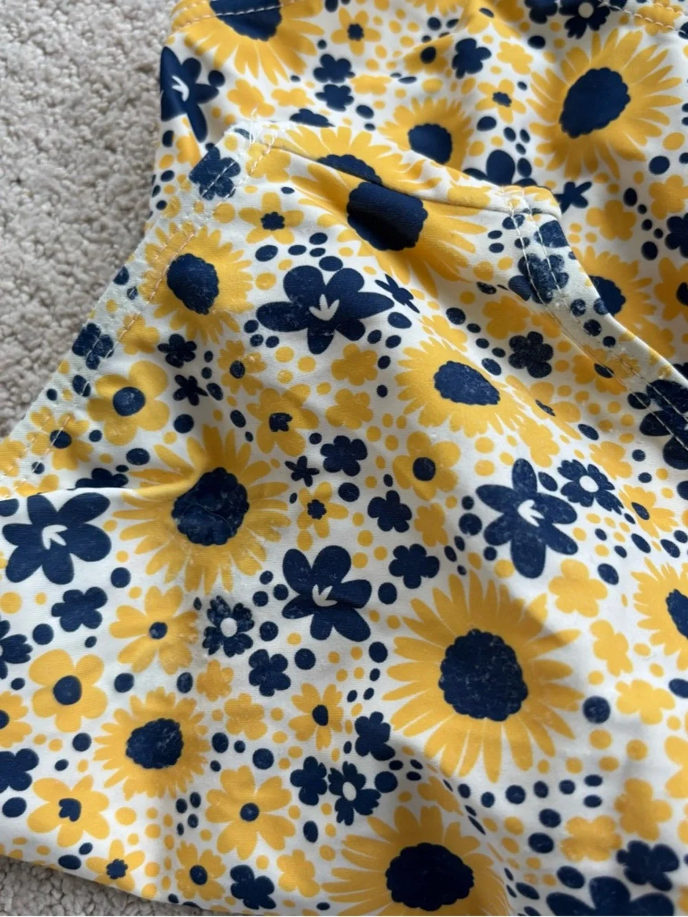 Kite Girls' Yellow Sunflower One-Piece Swimsuit with Navy Straps
